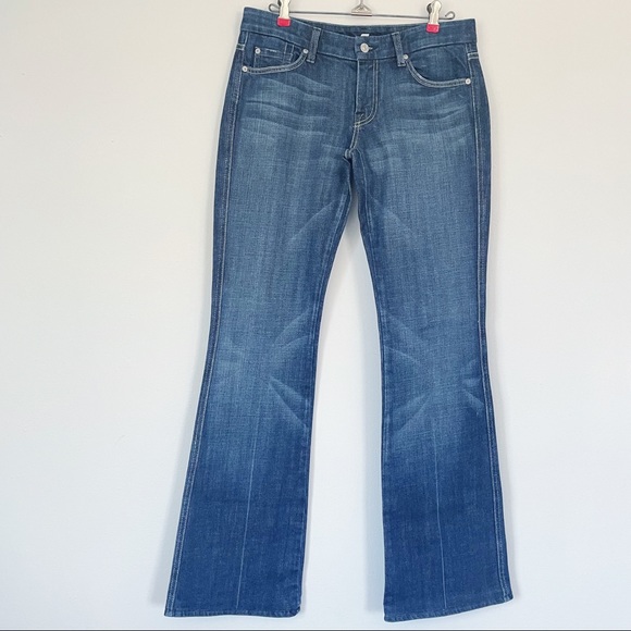 7 For All Mankind "A" Pocket Boot Cut Denim Mid Rise Jeans Size 29 - Picture 1 of 13